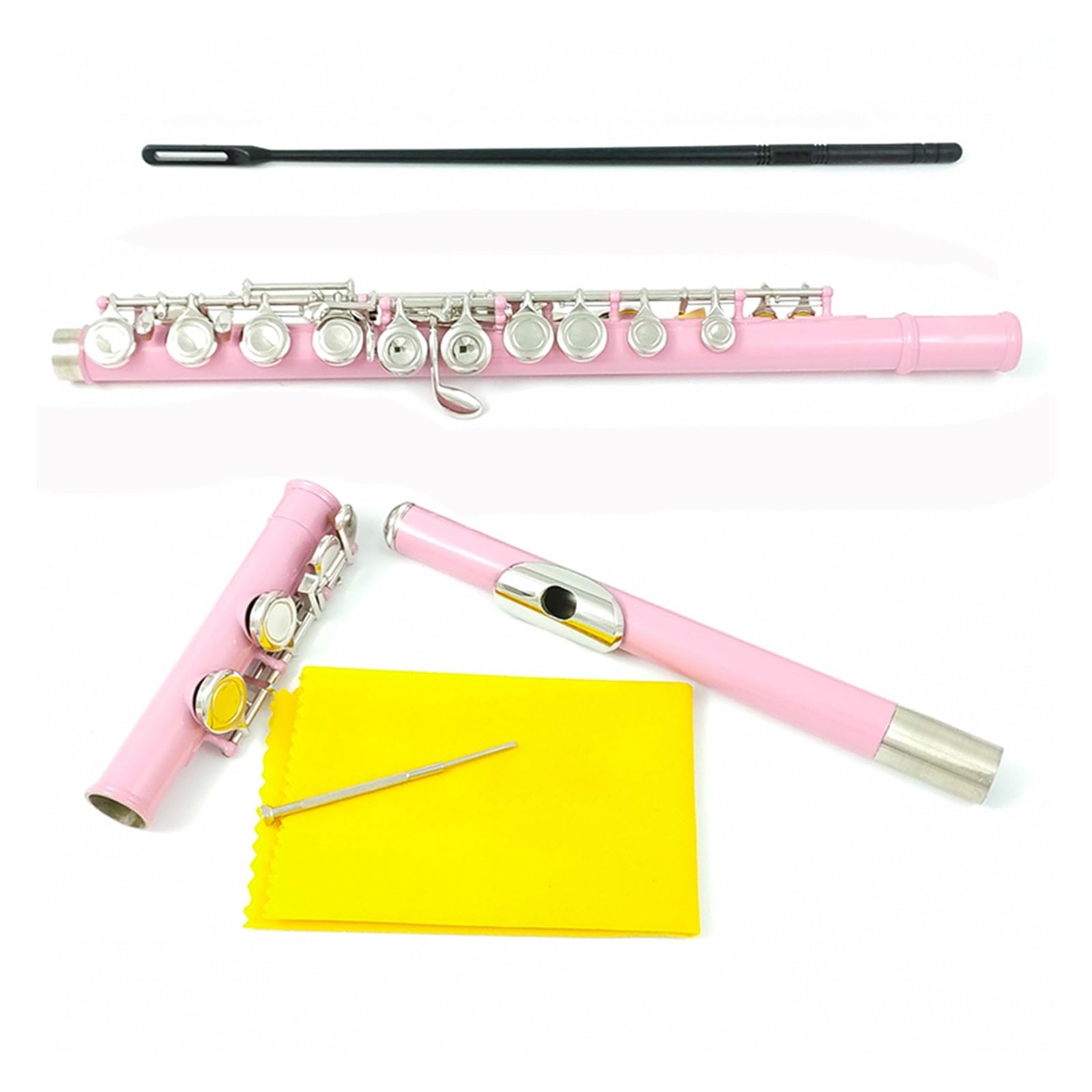 flauta travesera Flauta De 16 Orificios, Orificio Cerrado, Llave C, Instrumento, Cuproníquel, Niquelado, Flauta Rosa Con Llave E instrumento de flauta profesional