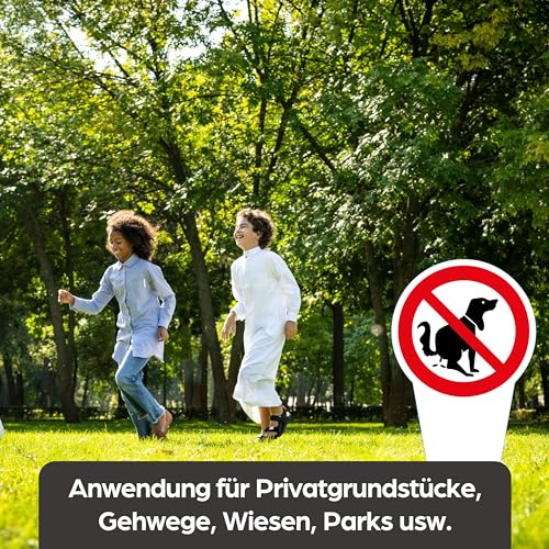 SL group - 2 Steckschilder 'Kein Hundeklo' 30 x 15 cm aus Alu-Dibond (Aluminium) - Hinweisschild keine Hundetoilette - Pickeln & Kacken für Hunde verboten - Hunde-Verbots-Schilder wetterfest UV-Schutz