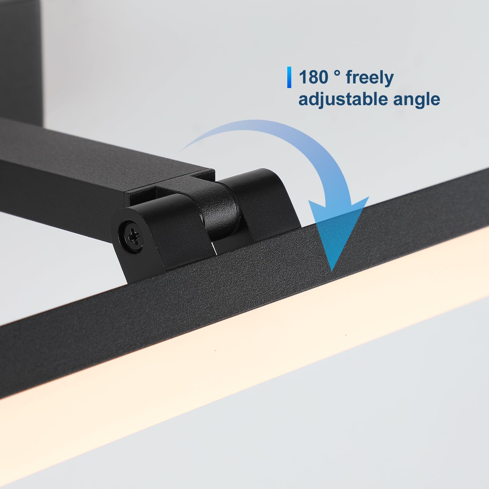 LED Lampada a Specchio 60cm, 18W IP44 Lampada a Specchio Bagno, Lampada da Lampada Da Parete Alluminio Bagno Lampada Da Parete Bagno, Bianco Naturale 4000K, Nero