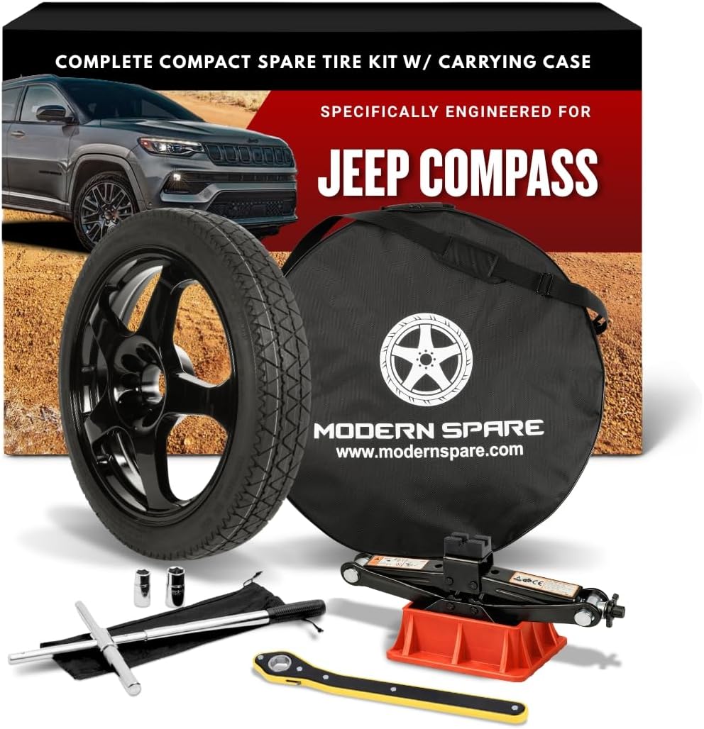 Modern Spare - Fits 2017-2026 Jeep Compass - Complete Compact Spare Tire Kit With Carrying Case