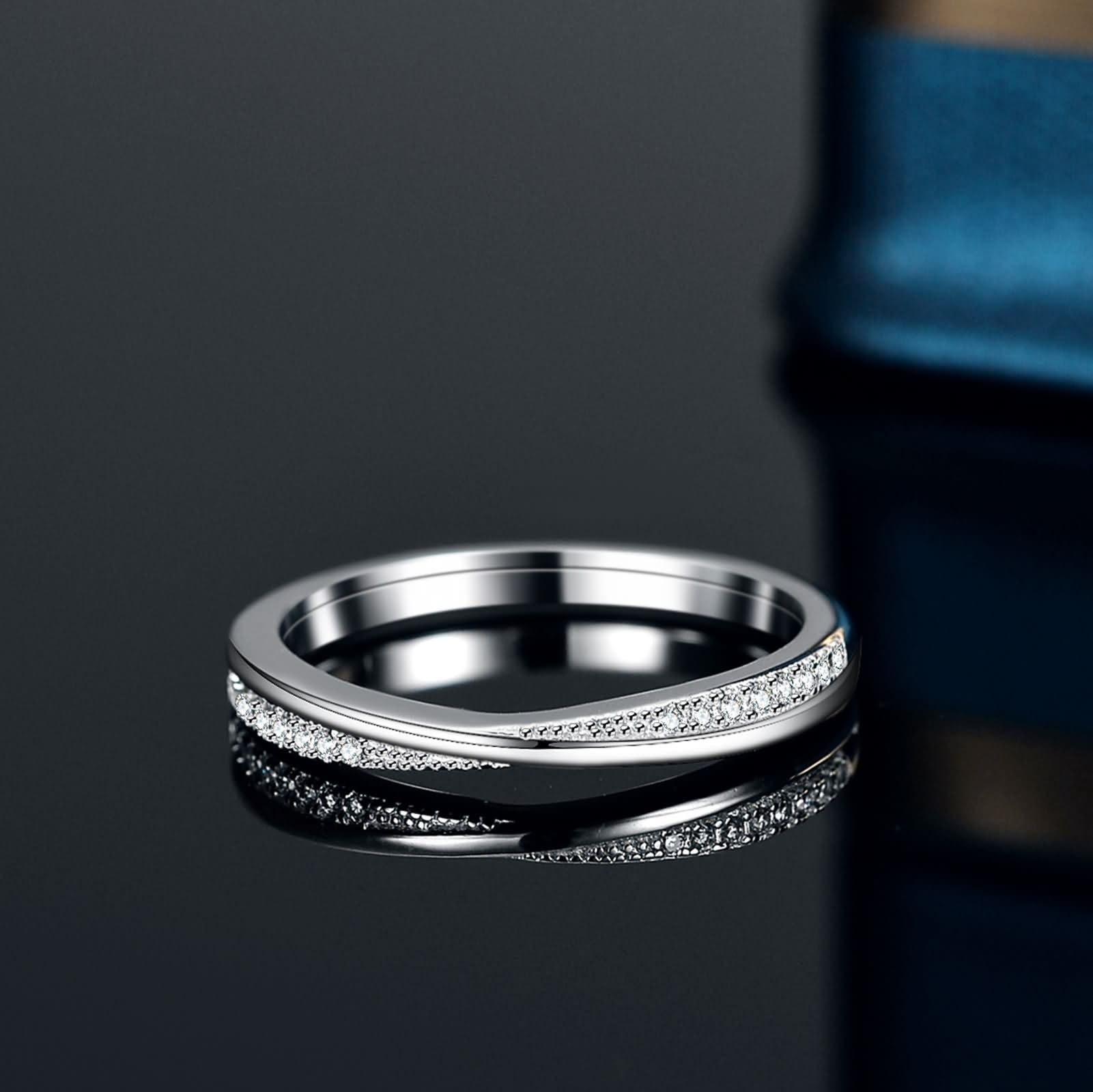 Anillo de oro para mujer, oro blanco, alianzas delicadas con diamantes, anillos de boda de oro auténtico para mujer