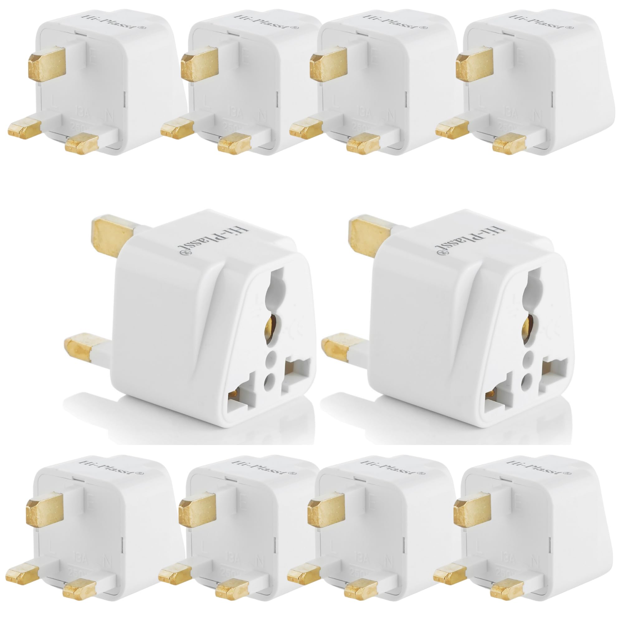 Hi-Plasst India to UK Adapter (Type-G Plug) - 10pcs Pack - UK Converter for Indian Plugs & Devices, Dubai, Singapore, Malaysia - Travel Plug Adapter with Universal Socket (White)-picture-12