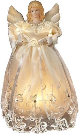 Kurt Adler 10-Inch 10-Light Gold/Ivory Angel Treetop