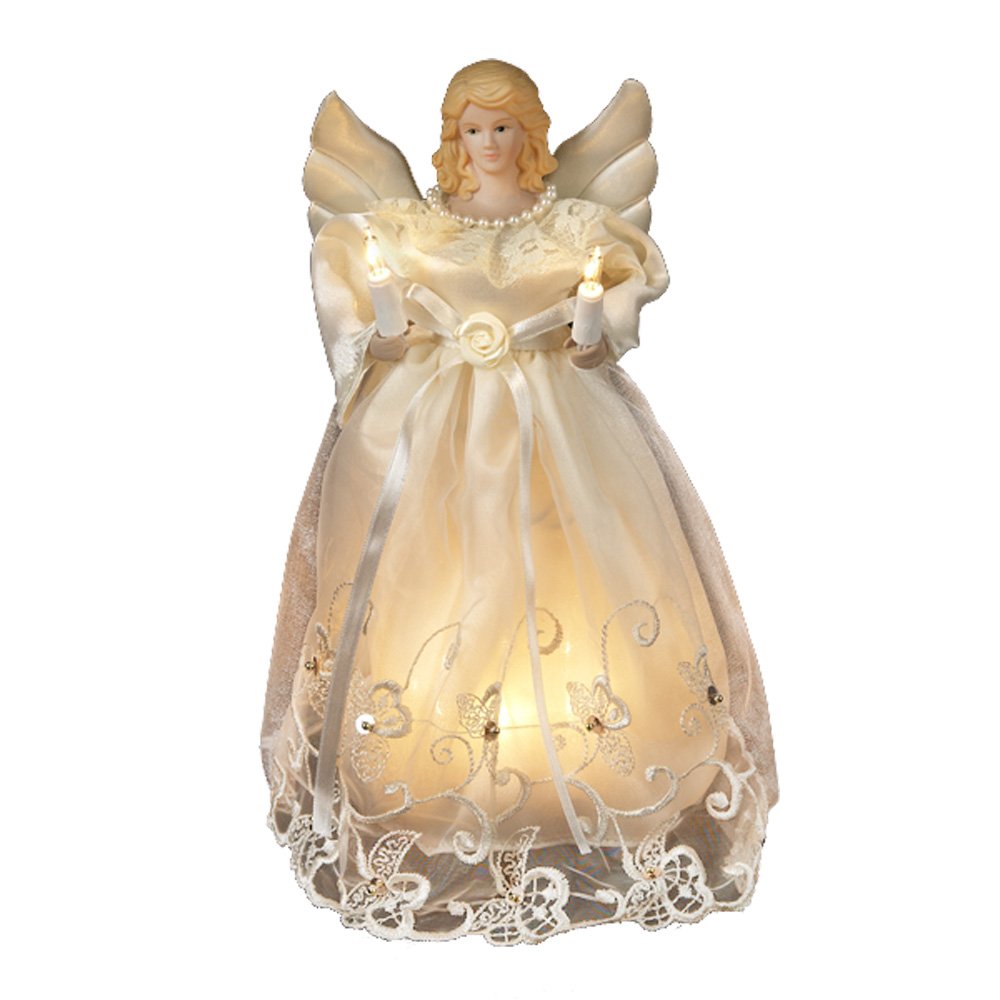 Kurt Adler 10-Inch UL 10-Light Gold/Ivory Angel Treetop