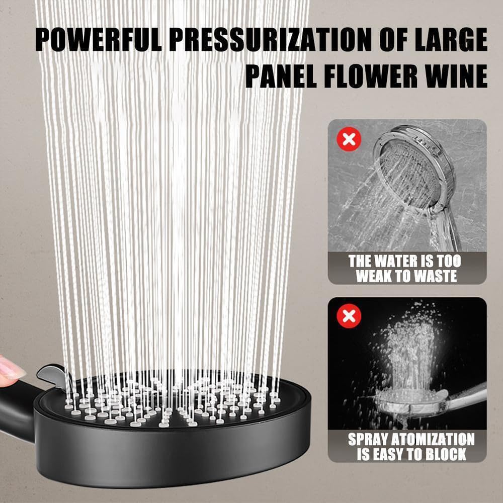 Duży panel 12,5 cm Rainfall Shower Head, High Pressure Water Saving Shower Set, 5 trybów regulacji za pomocą rąk, narzędzia prysznicowe (zestaw szary)