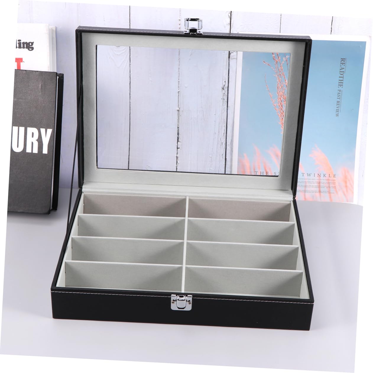 VALICLUD 1kawałek Jednostka Produktu Tytuł Przechowywanie Okularów Elegancki Organizer z Przegródkami z Szarym Wnętrzem Idealny Do Domu i Biura Wykonany z Trwałych Materiałów