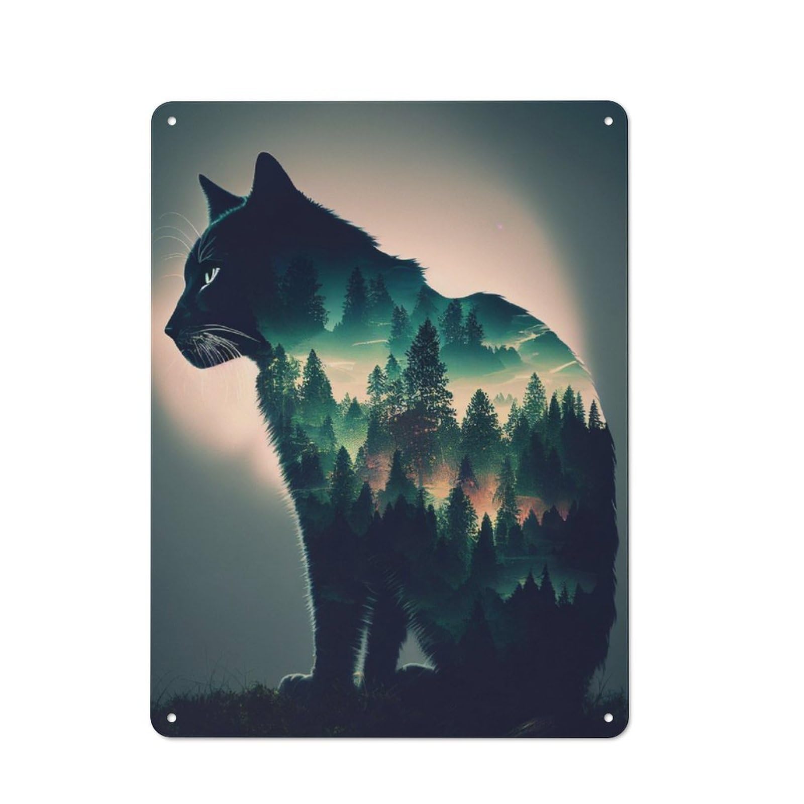 Junmoney Cat Forest Metal Sign 40X30cm With For Pub Or Café, Retro Decor, Suited To Café Interior Fans