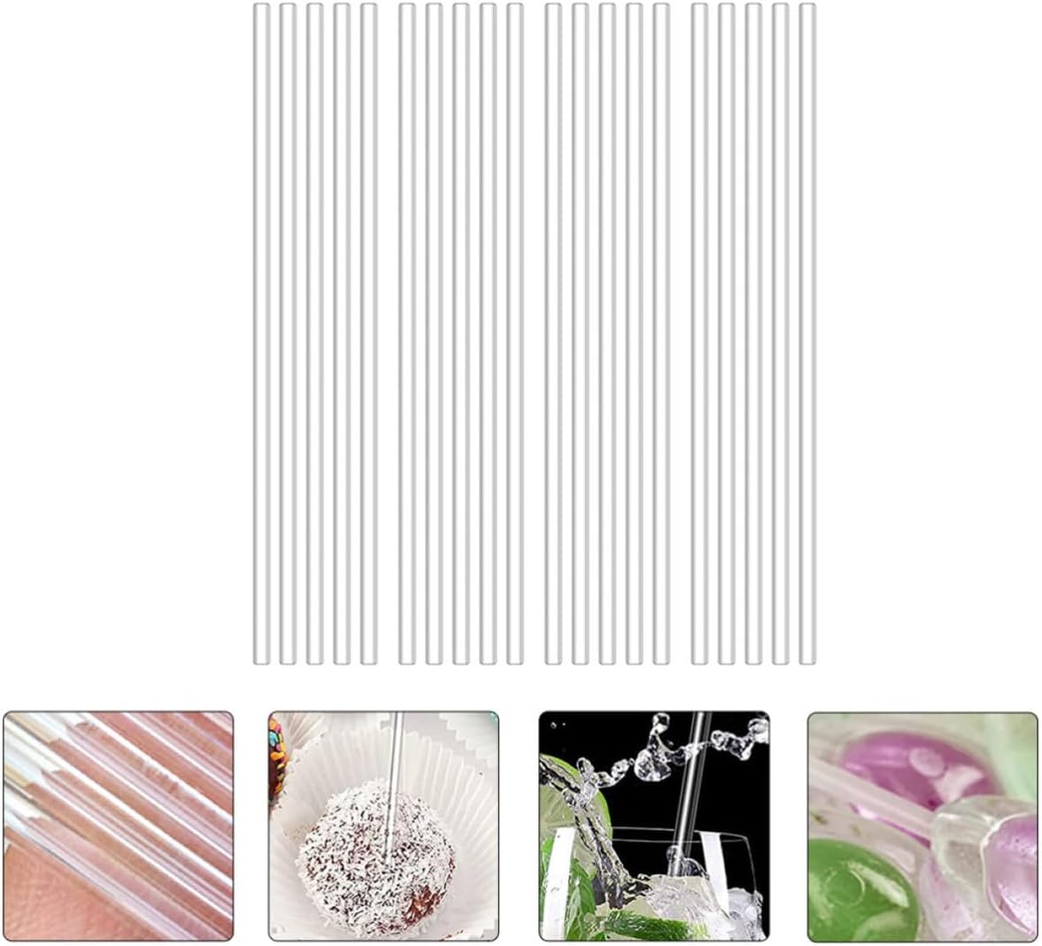 100pcs Acrylic Lollipop Stick Reusable White DIY Candy Bars