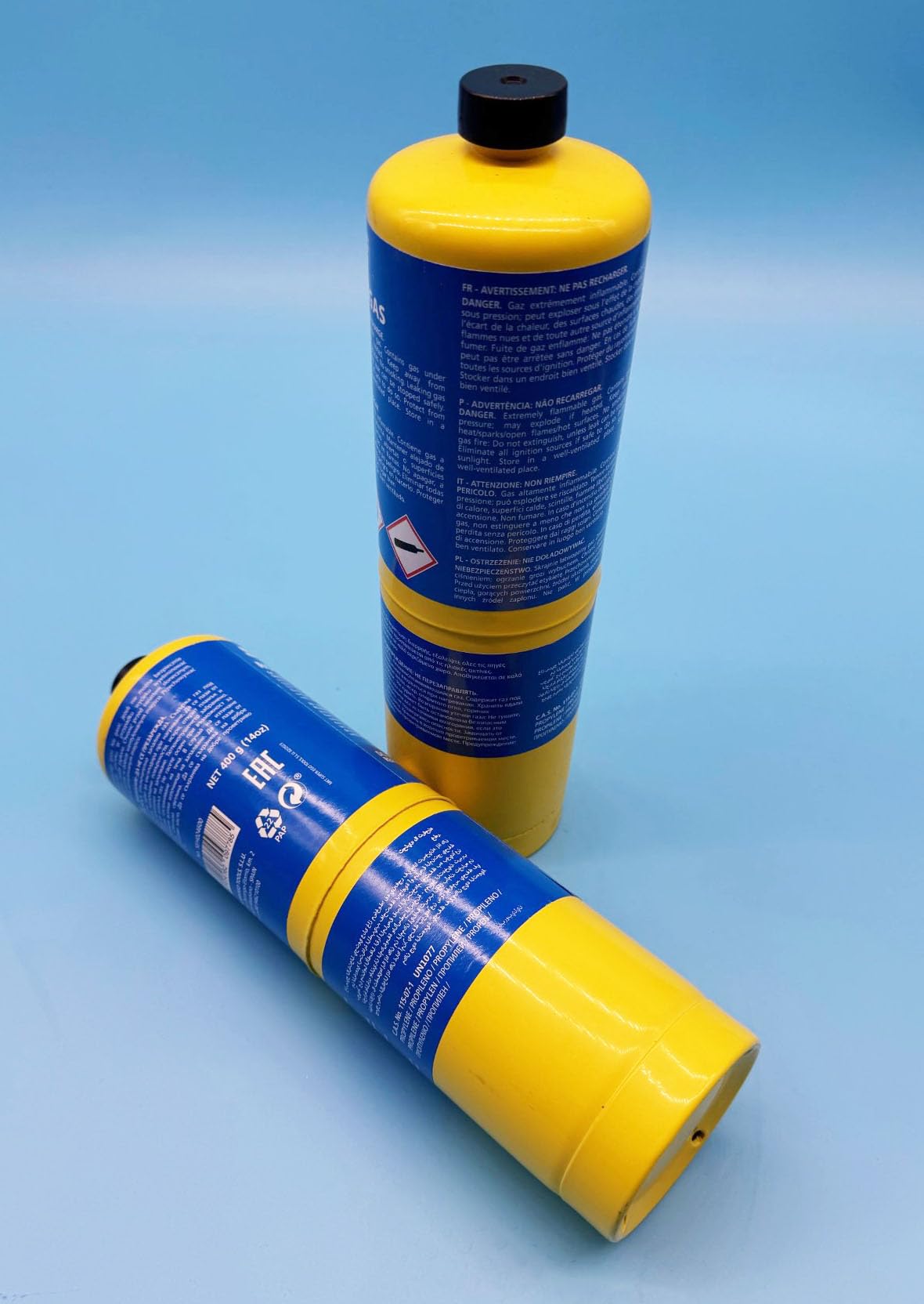 Recambio Gas Universal para Soplete | 2x Cartuchos de Gas 400gr | Recamnio Universal Rosca de 1"
