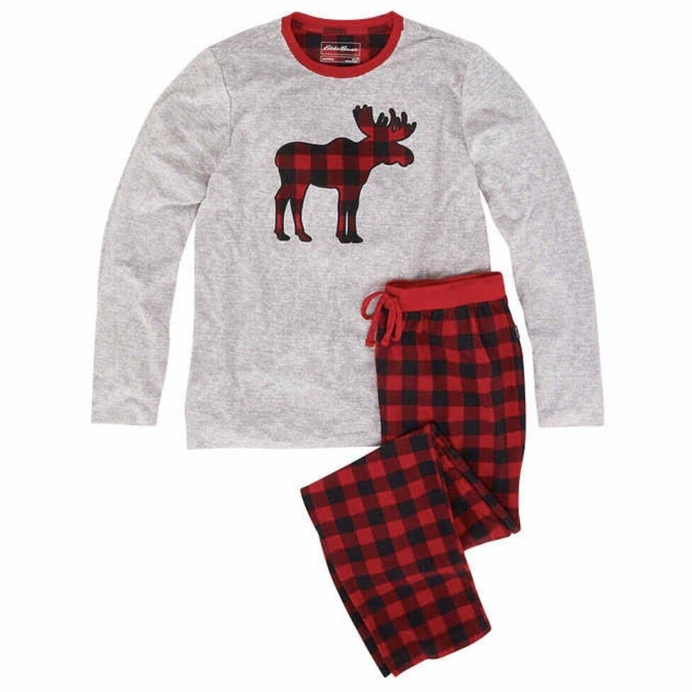 Eddie Bauer Men's Moose Red Buffalo Plaid Sleep Set for Christmas Holiday Family Sleepwear Pajama Set, Size XXL4