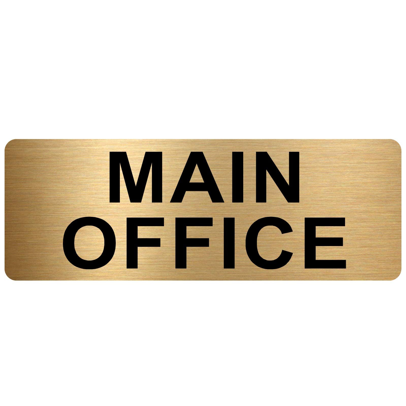 METAL Main Office Sign-TEXT ONLY-Brushed Gold Aluminium -Safety Security Door Notice Shop Warehouse School Cafe Restaurant Business ML6