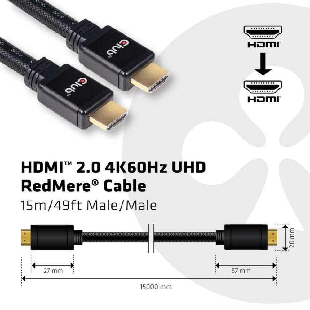 Club 3D Club3D HDMI-Kabel A -> A 2.0 RedMere 4K60Hz UHD 15 Meter bulk – Bild 4