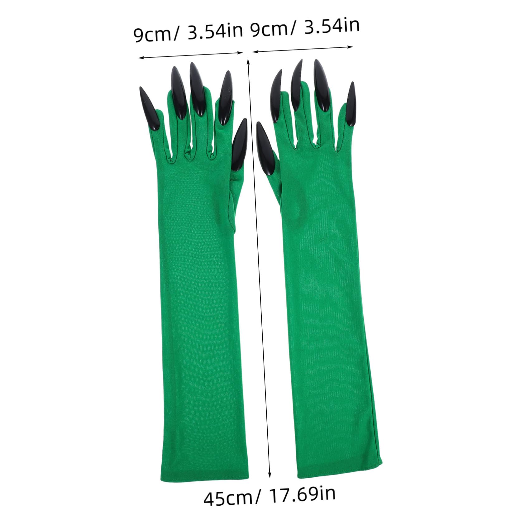 minkissy 1 Pair Claw Gloves Paw Halloween Paw Gloves Scary Long Finger Halloween Prop Accessories Green Polyester