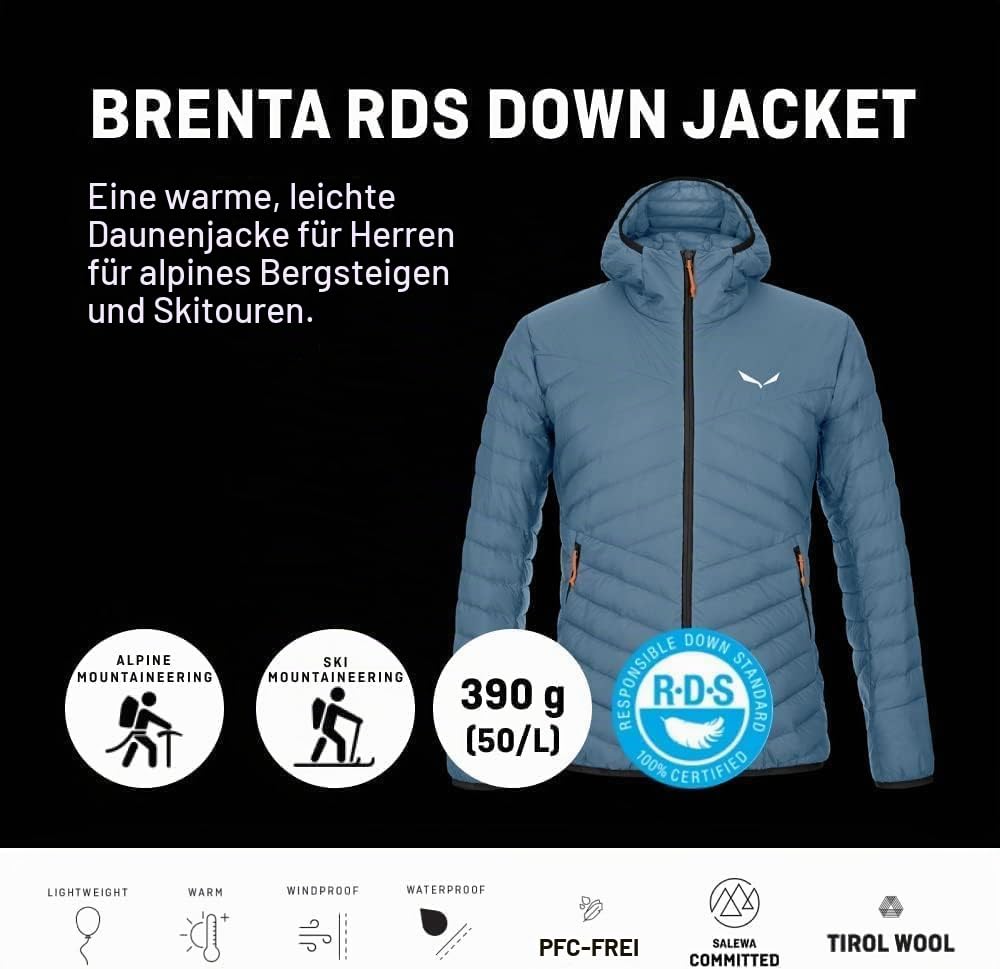 SALEWA Brenta RDS Daunenjacke Herren, Schwarz, XL