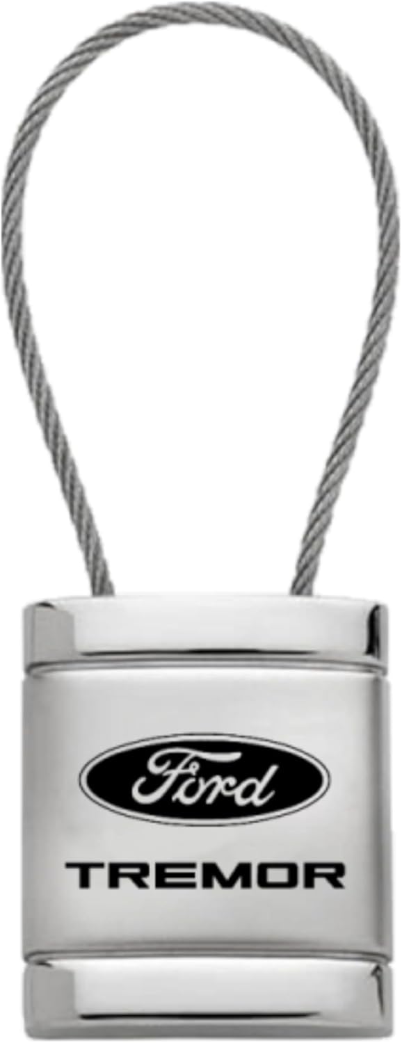 AU-TOMOTIVE GOLD, INC. Officially Licensed Silver Satin Chrome Cable Key Chain for Ford Tremor