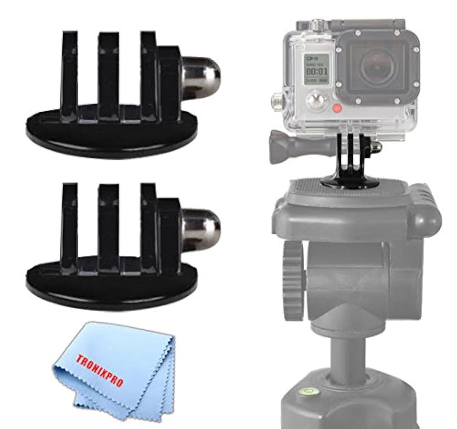 2 Tripod Mount for GoPro HERO1 HERO2 HERO3 HERO3 HERO4 Black Silver and White Editions HERO6 Fusion Sessions