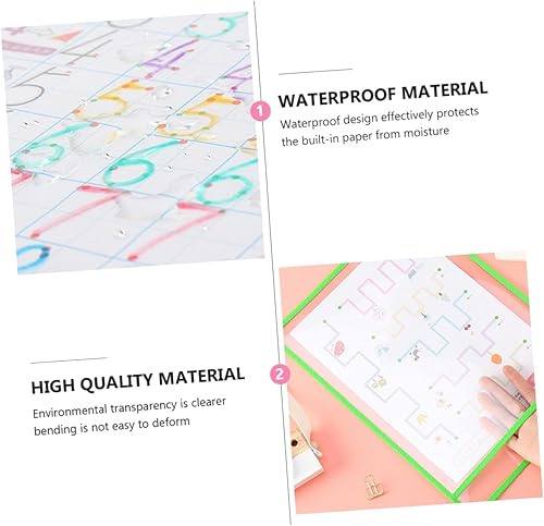 Miniatura 9 de NUOBESTY Bolsa de borrado en seco, borradores de pizarra blanca, carpeta de archivos de plástico, billetera de plástico de gran tamaño, bolsillos