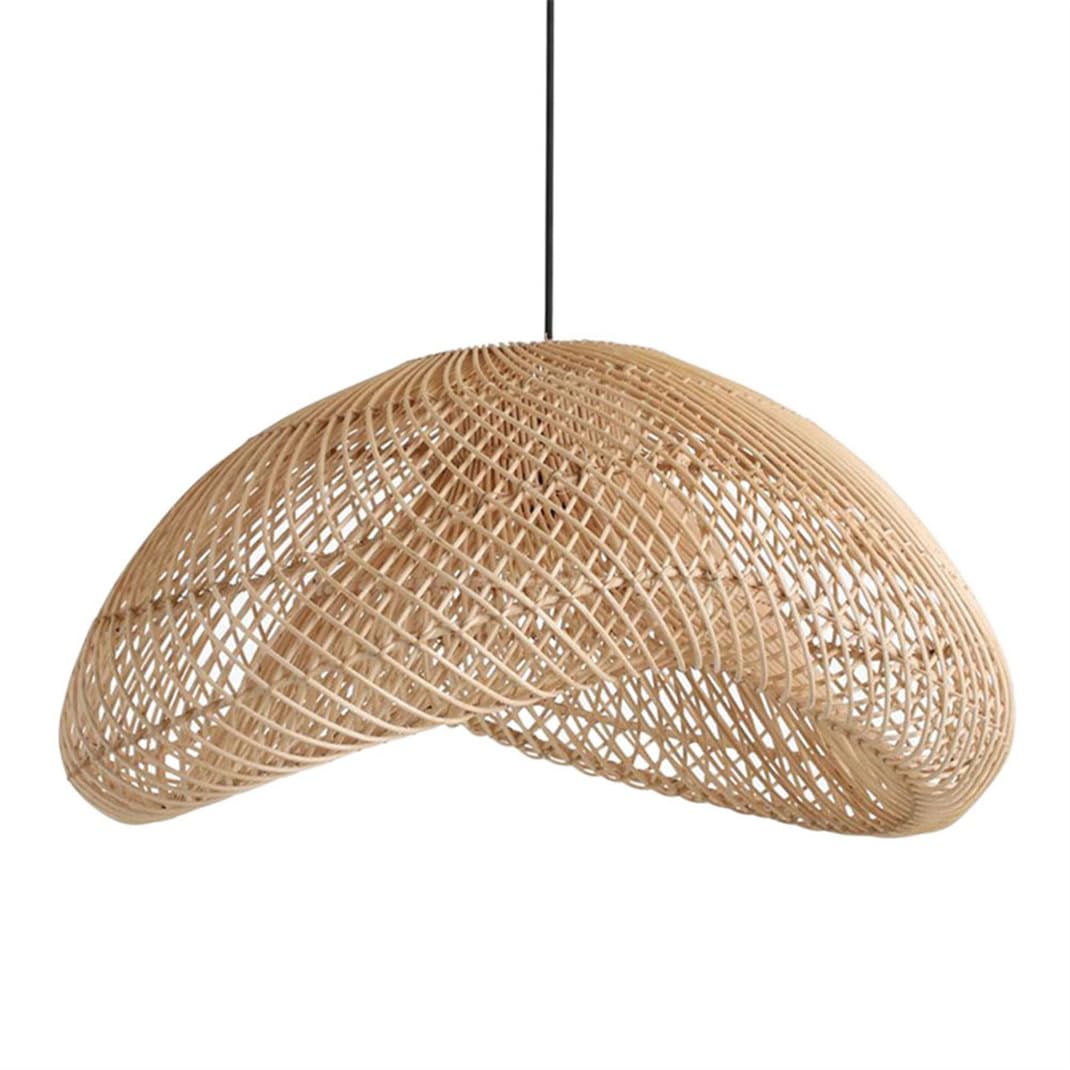 LYMSXAZOU Rattan Chandelier Scandinavian Style Wicker Pendant Light Boho Braided Lamp Cover Natural Double Layer Basket Lighting For Bedroom Foyer Living Room Hallway