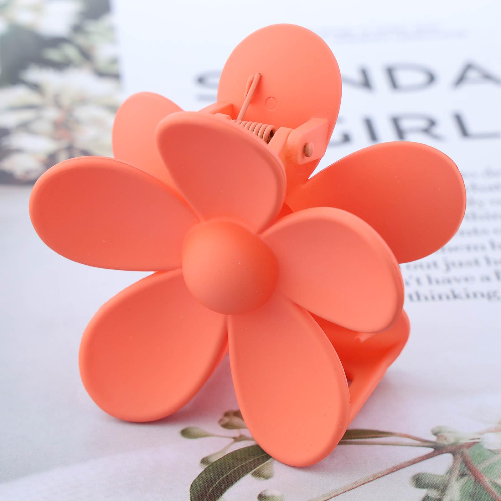 Cybche Large Flower Hair Claw Clips Big Floral Hairclip Candy Acrylic Huge Claw Clip Cute Orange Flower Hair Headclip Matte Flower Hair Accessories for Women Headdress - Image 3