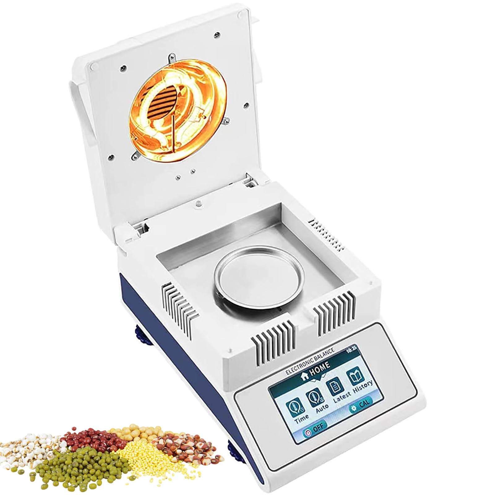 Halogenowy Analizator Wilgotności – Cyfrowy Tester Laboratoryjny Z Dokładnością 0,001g, Szybkie Ogrzewanie 60–200°C, Timer 1–99 Min, 2 Tryby Suszenia, Do Żywności, Rolnictwa & Medycyny 100g/0.001g