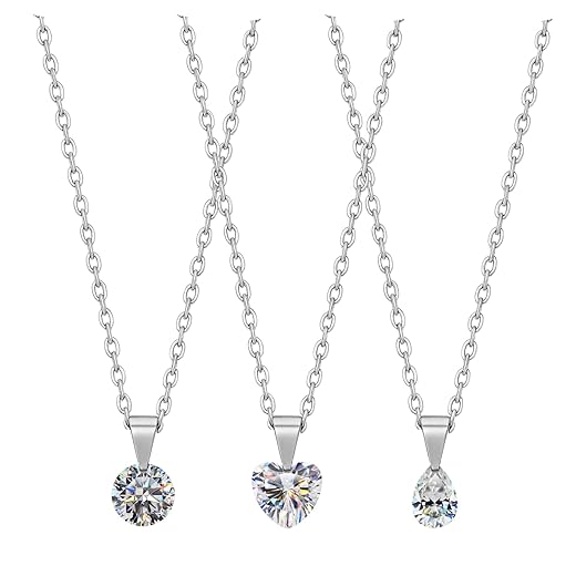 Kit Até 3 Colares Ponto De Luz Zircônia Pingente Gota Coração Redondo Corrente Cordão Aço Inox Feminino Presente