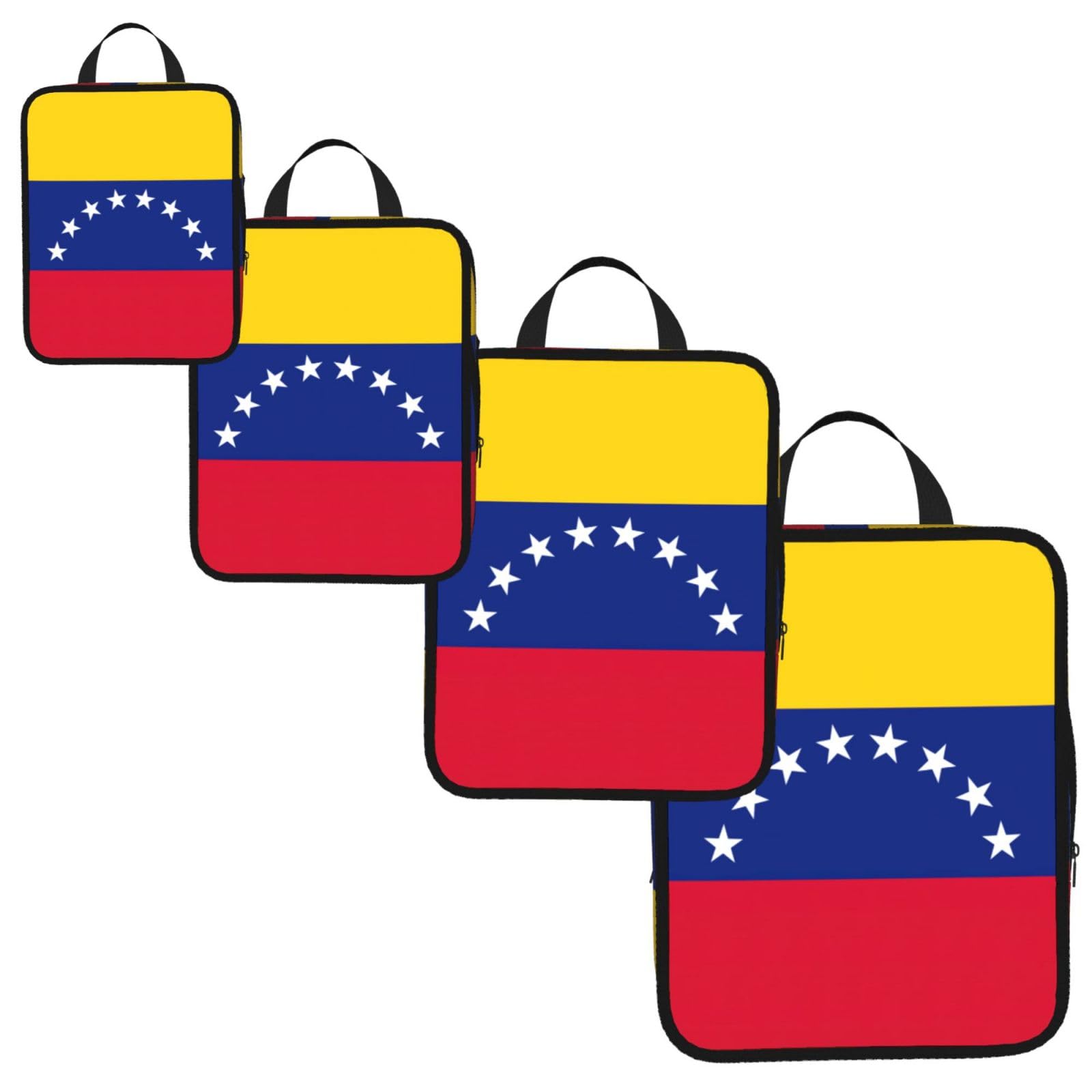 Flag of Venezuela Print 4 Set Compression Packing Cubes for Suitcases,Expandable Storage Bag Organizers