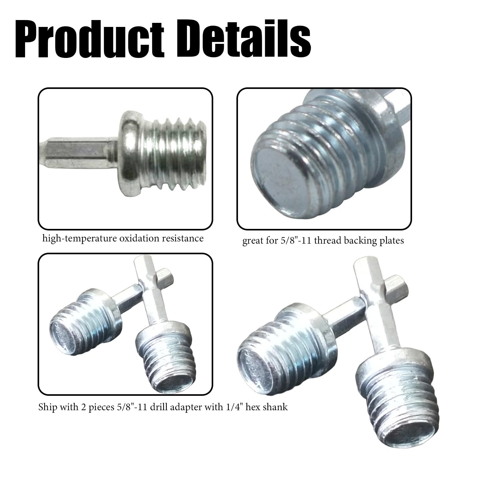 2Pcs 5/8"-11 to 1/4" Hex Shank Drill Adapter High-Speed Steel — Amazon image 3