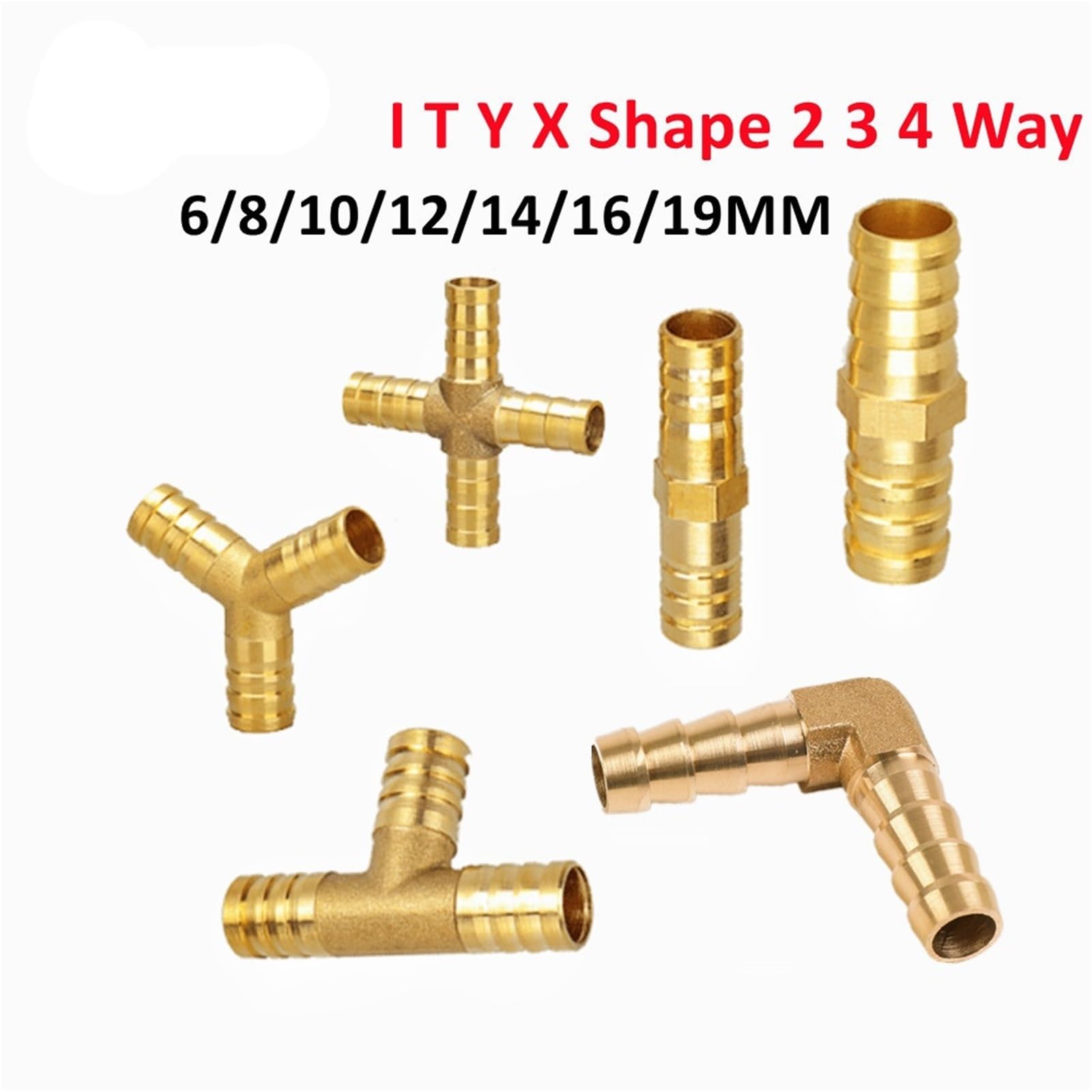 Mosiężna złączka rurowa prosty kolanko T Y X kształt 2 3 4-drożne złącze do 6 mm do 8 mm 10 mm 14 mm 16 mm 19 mm miedziana rura wodna (T 3-drożna, 8 mm)