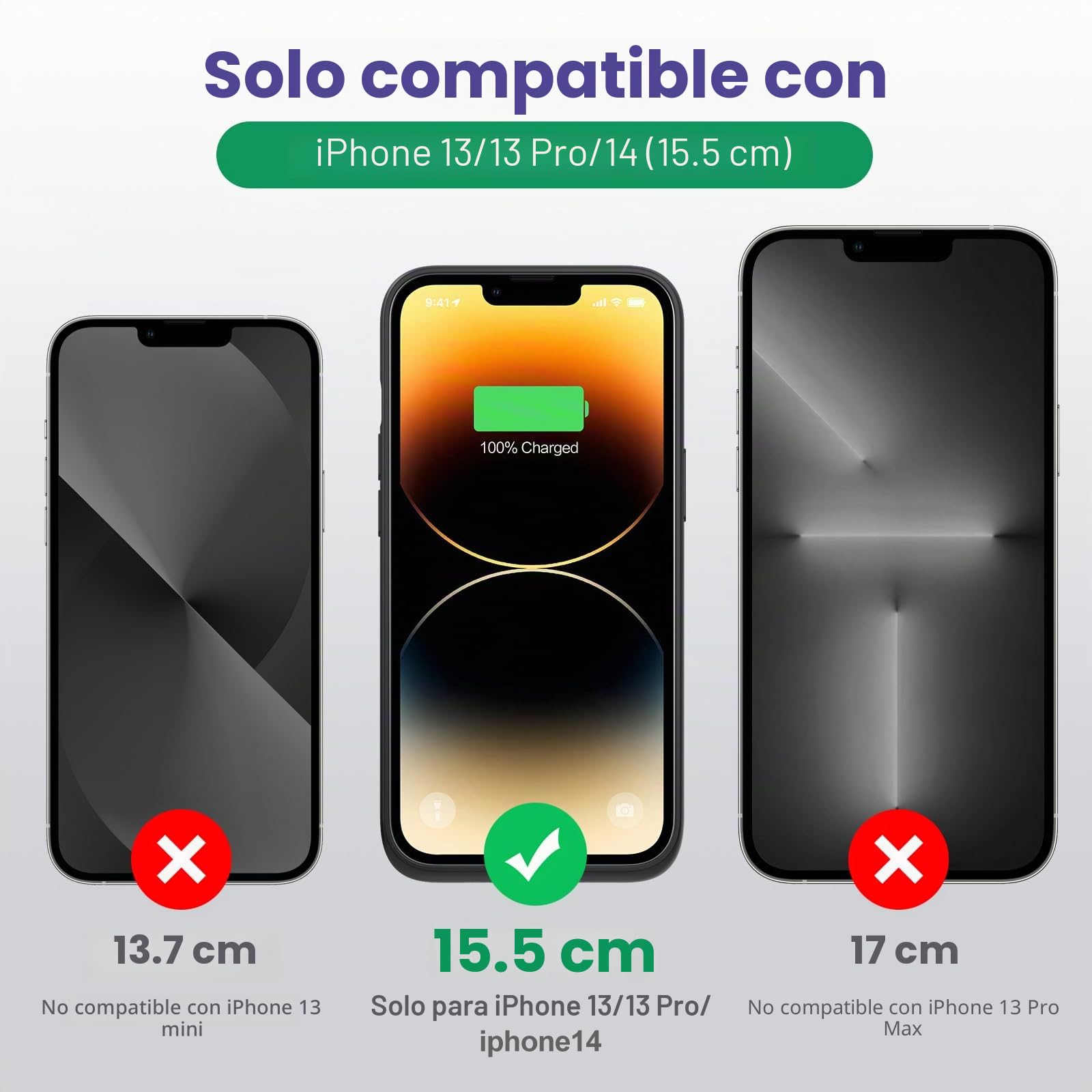 Funda Batería para iPhone 13/13 Pro/14(6,1"), 7500mAh Funda Cargador Portatil Carcasa de Carga Protectora Portátil, Ultra-Silm Carcasa Recargable de Carga Extendida para iPhone 13/13Pro/14