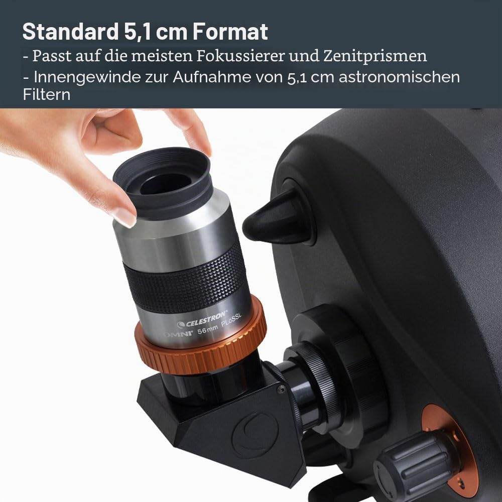 Celestron 93328 Omni 2" Eyepiece with 56 mm Ultra-Long Focal Length and Superior Light Transmission - Suitable for Viewing Deep Sky Star Clusters, Nebulae and Galaxies, Silver/Black