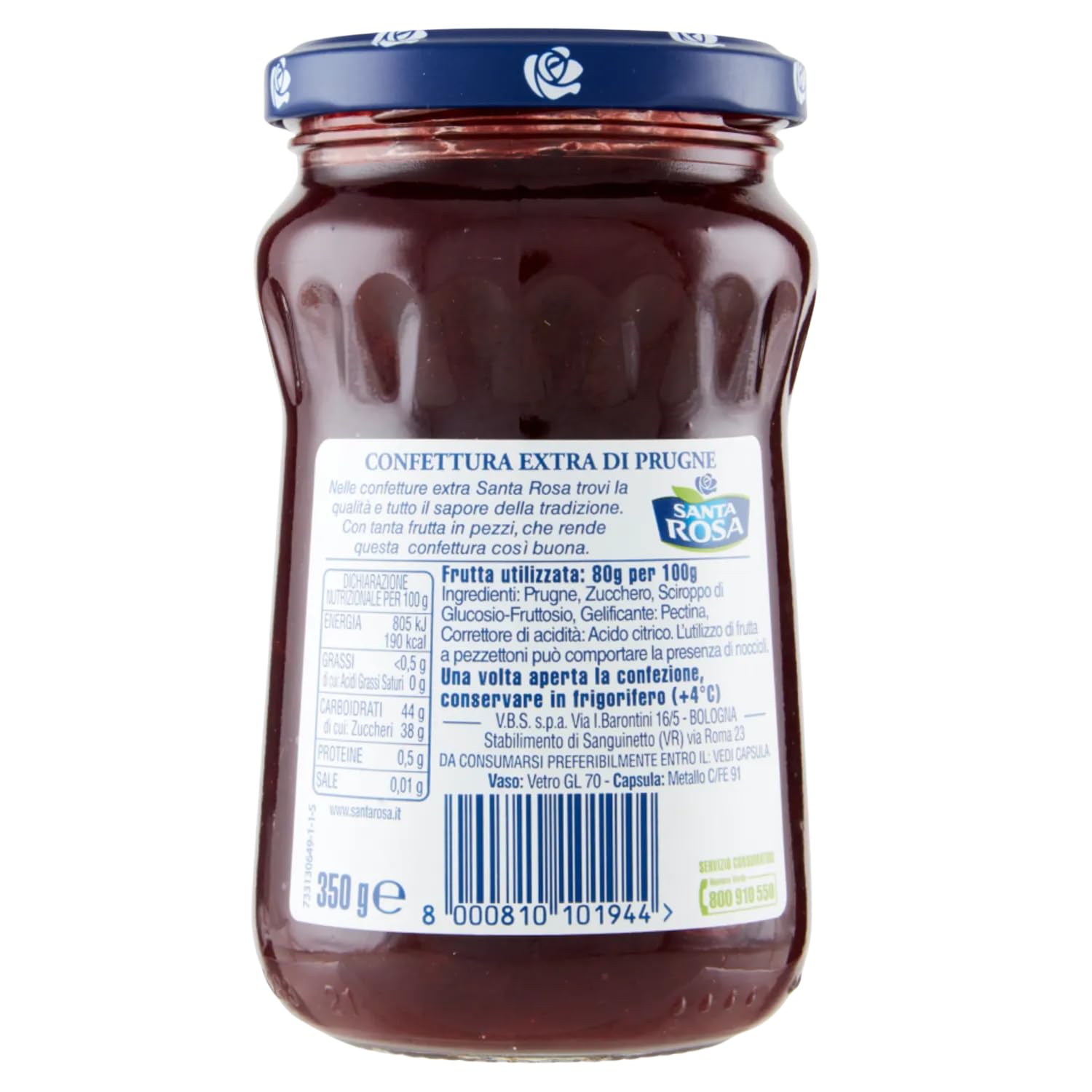 Confettura di Prugne 350 g – Marmellata con Frutta a Pezzettoni Ideale per Colazione e Dolci – Variazioni 4/8/12 Pezzi (12 PEZZI)