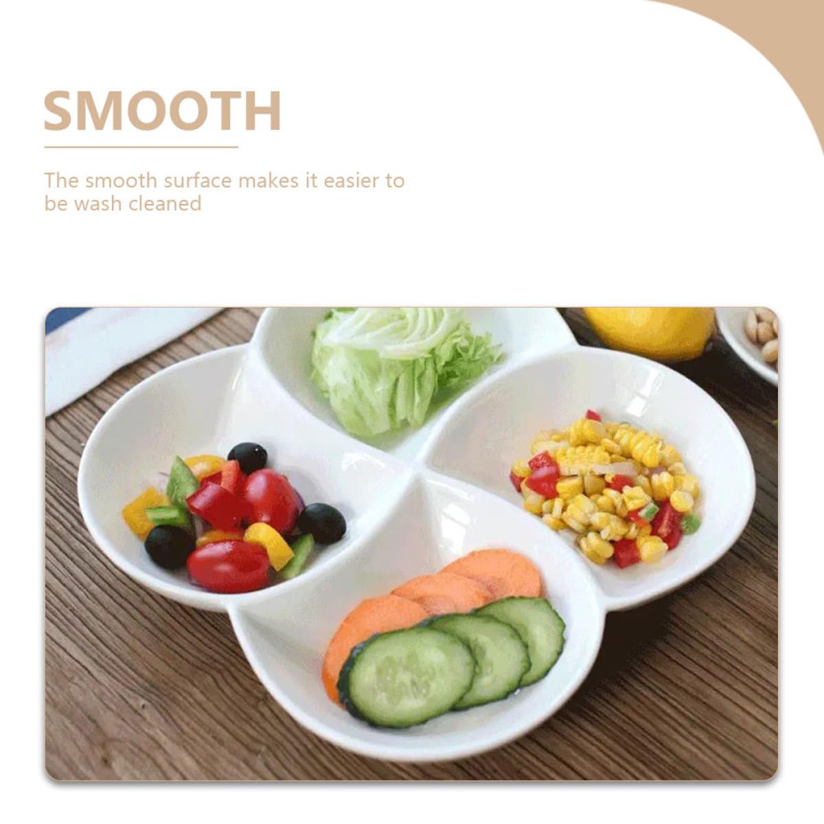 SEWACC Assiette Alimentaire Céramique 22x22x3 Cm à 4 Compartiments, Plateau-Repas Compartimenté, Empilable, pour Déjeuner et Présentation, Service Pratique et Gain de Place