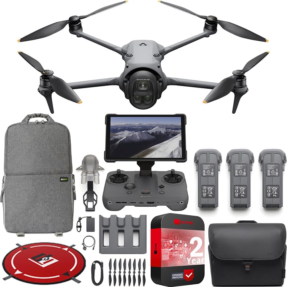 DJI Mavic 4 Pro Triple Camera Flagship Drone Creator Combo (DJI RC Pro 2), 512GB Onboard Storage, 100MP Hasselblad Camera, 6K HDR Video, 0.1-Lux Nightscape, Obstacle Sensing Bundle with Deco Gear Kit