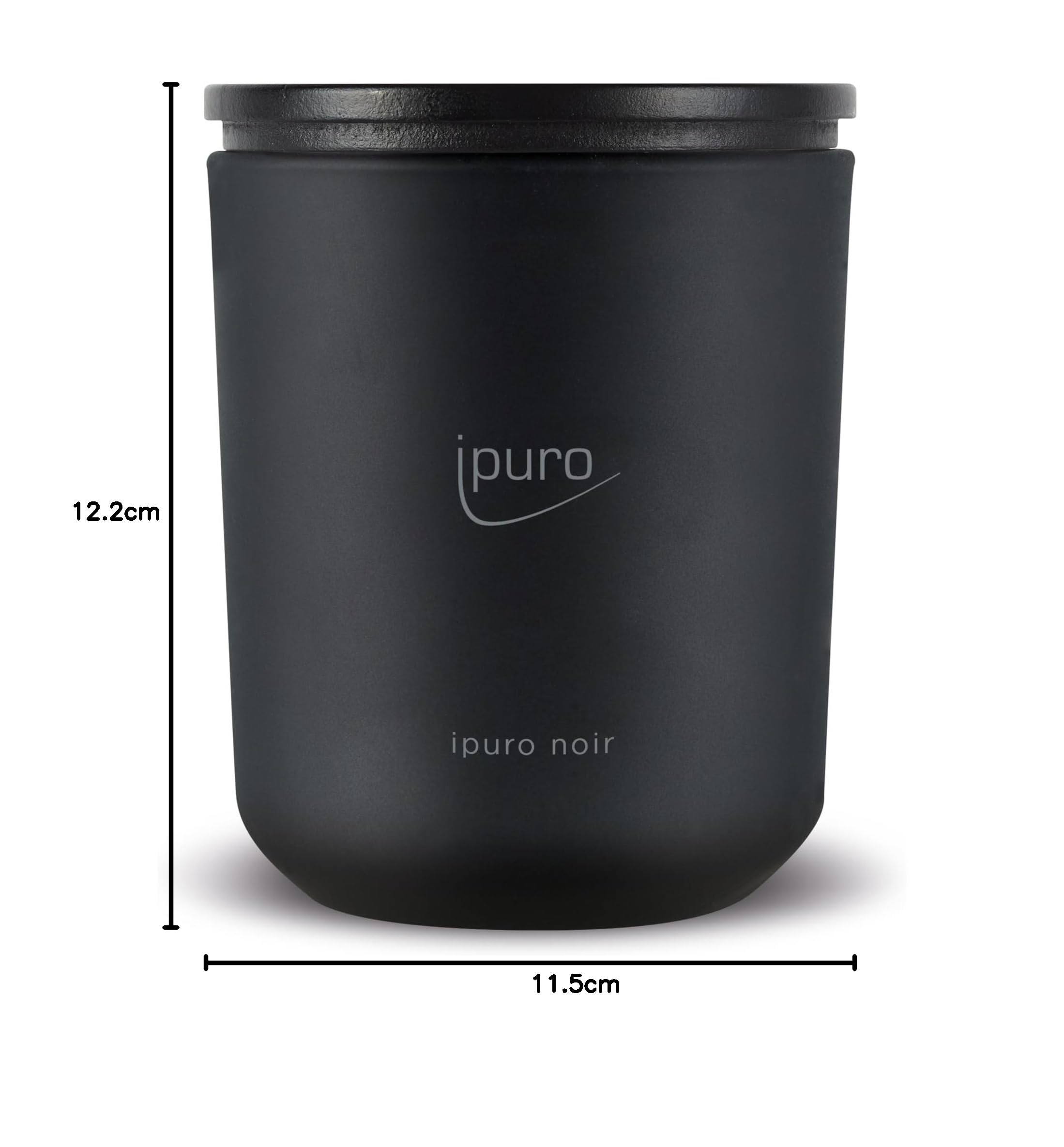 ipuro Classic dekorative Duftkerze - NOIR | Duftkerze im Glas mit Rose, Patschuli, Sandelholz, Eukalyptus & Kokosnuss Aroma | Kerzen mit langanhaltendem Duft | Raumduftkerze in schwarz 270g