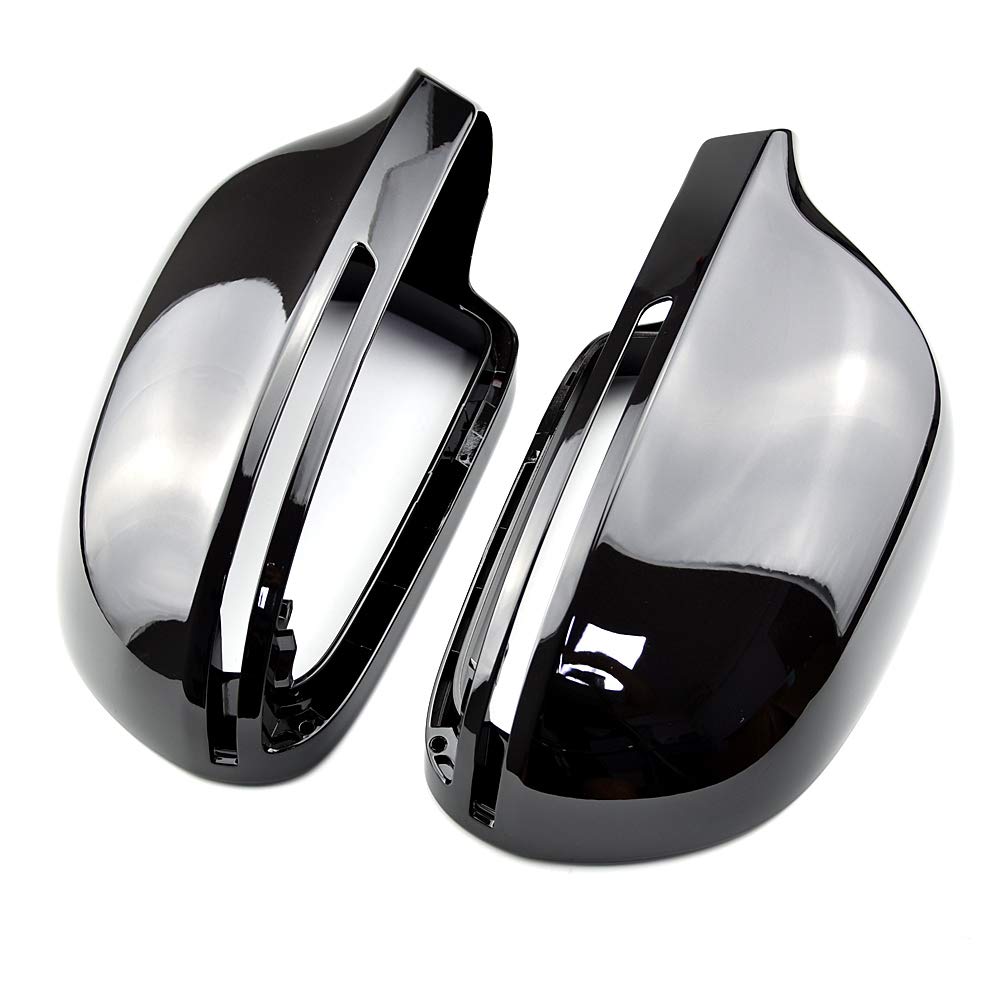 1 paio Tappo di copertura per specchietto retrovisore con alettone laterale adatto Compatibile con AU-DI A3 A4 B8 A5 A6 A8 S8 Q3 senza Side Assist-Nero