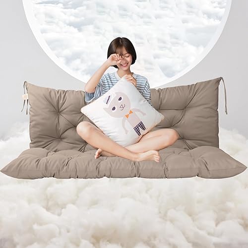 Miniatura 15 de Cojín para columpio de 2-3 plazas, cojines para exteriores con respaldo grueso de 4 pulgadas, almohadilla antidecoloración impermeable para jardín,