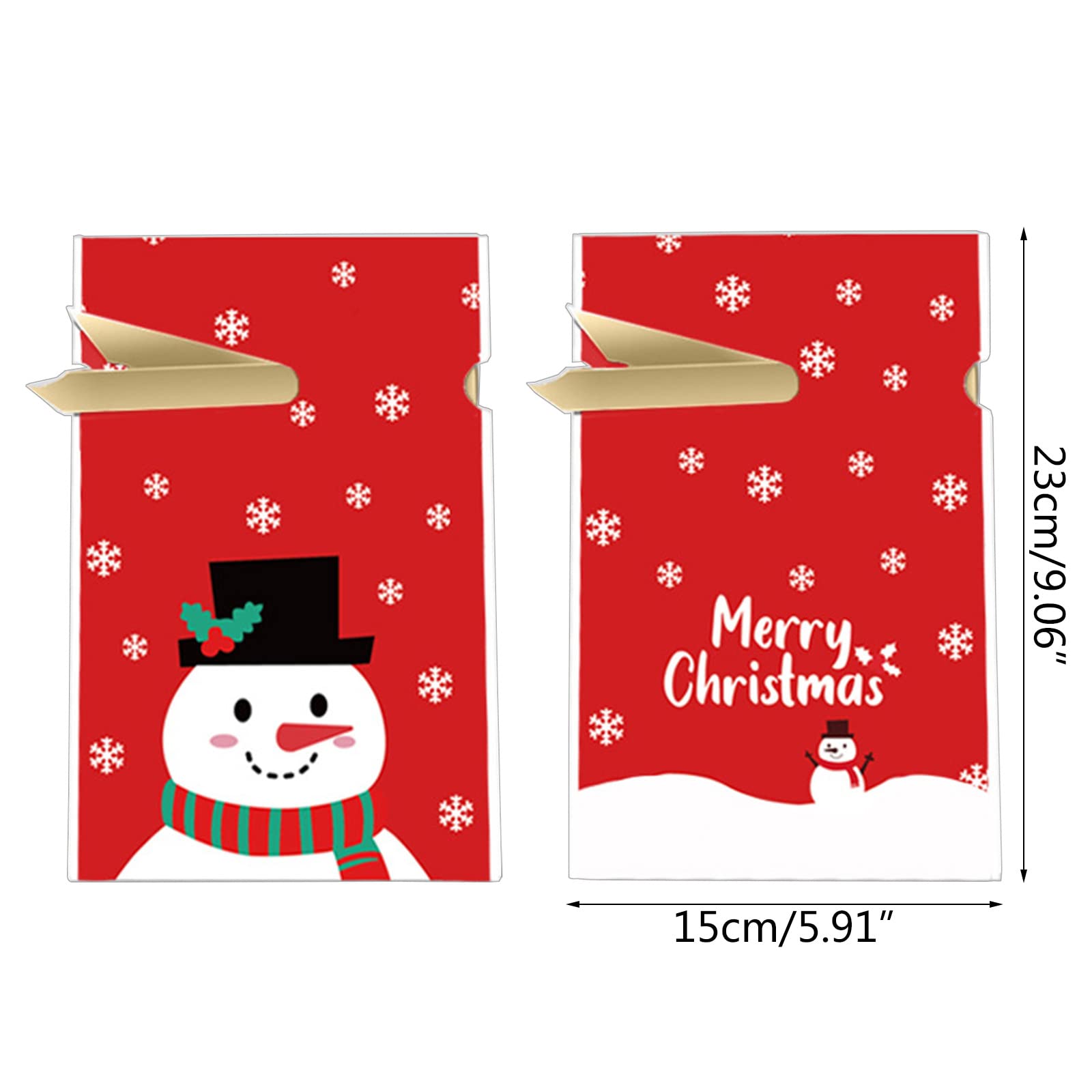 Torebki na słodycze, 50 Sztuk/Zestaw Świąteczne Torby Na Cukierki PEVA Cartoon Santa Snowman Prezenty(Red Nose)