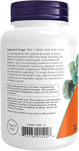 Miniatura 3 de Producto con 250 tabletas Now Foods de Zinc de 0.0018 oz. Gluconato, 1