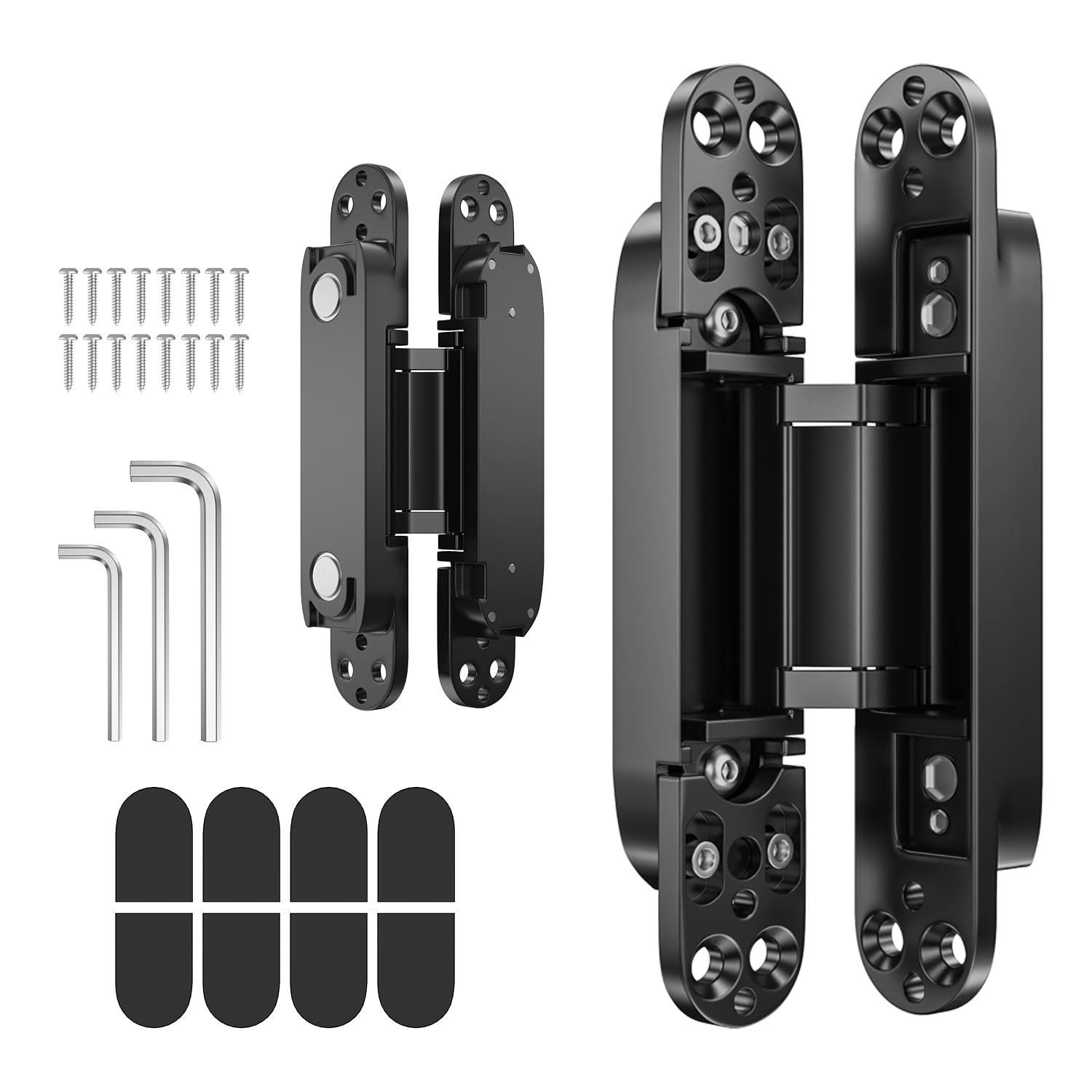 2PCS 7 Inch Invisible Concealed Door Hinges 180 Degree Swing Hinge (Black)-