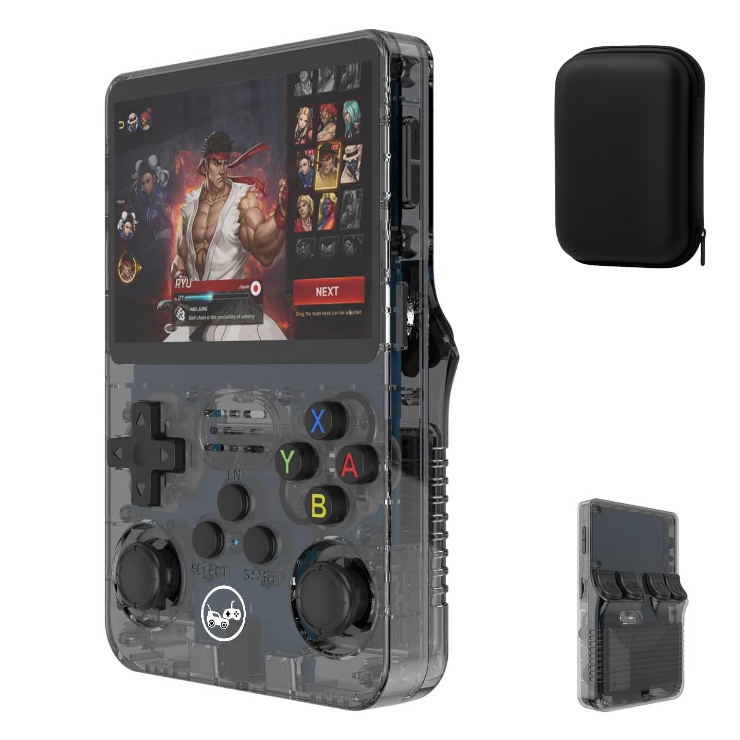 Handheld Game Console HN-R36S , 15k+ Gamees 3.5-inch IPS Display, 64GB Storage, 1 Ram Chip (1GB) 8+ Hour Battery Life with Protective Cover (Black-with-case)-image-48