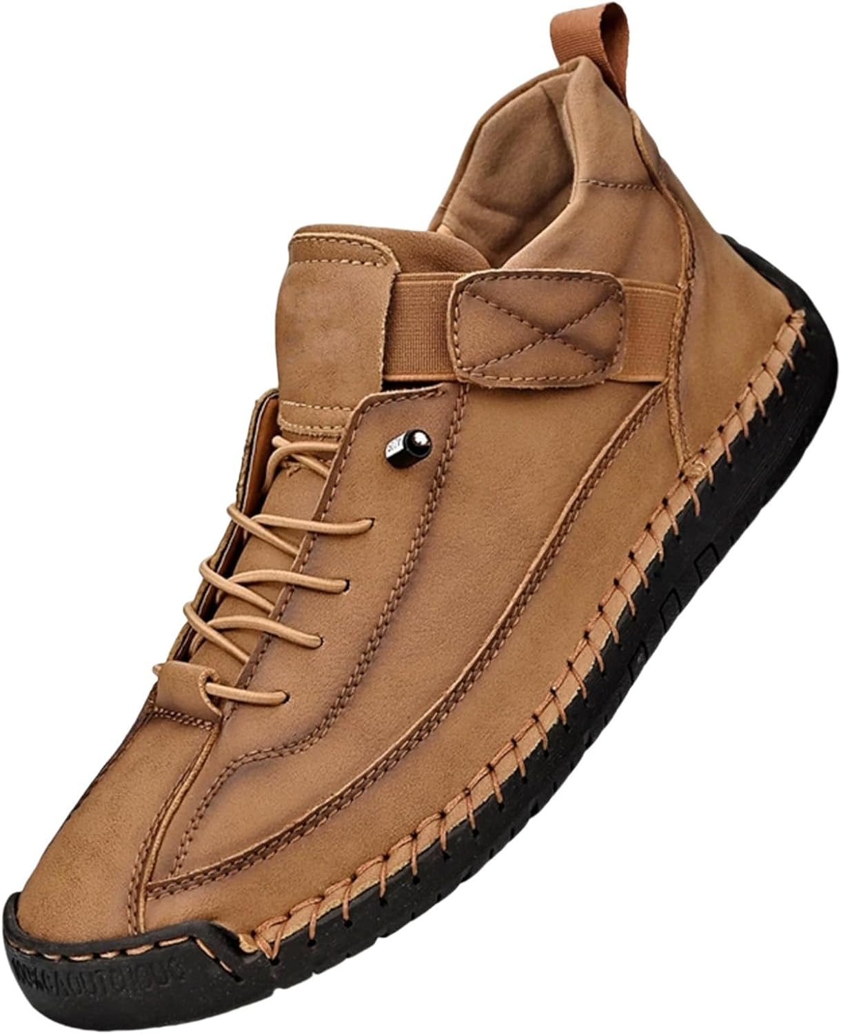 Womens Leather Chukka Ankle Boots Shoes Waterproof High Top Genuine Leather Slip on Trendy Lightweight Comfortable Running Walking Shoes Outdoor Slip on Booties for Hiking Camping Driving