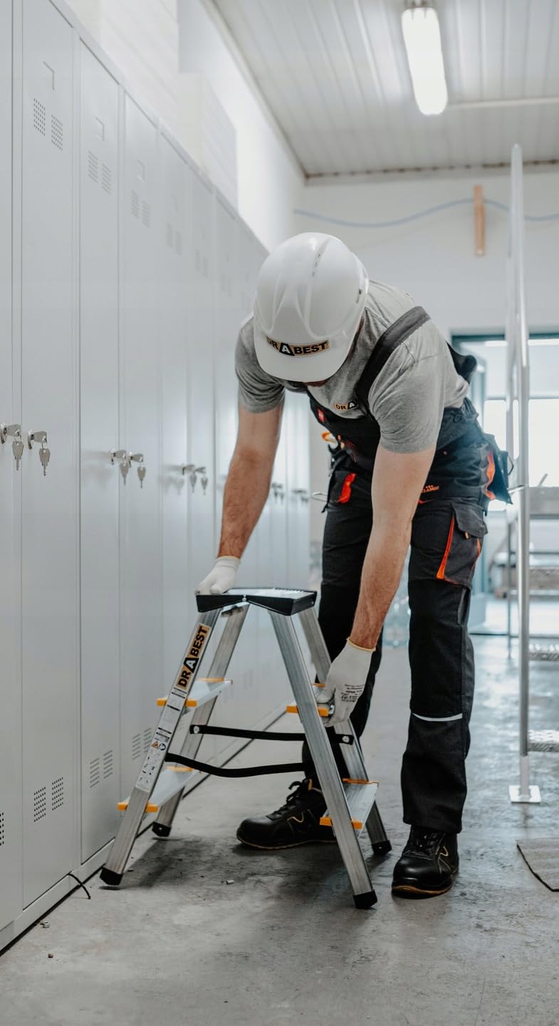 DRBAEST ÉCHELLES SÉRIES Pro Échelle en Aluminium 2X 3 Marches Pliant Escabeau Double Antidérapants Marchepied Léger Domestique Charge Max 150 kg