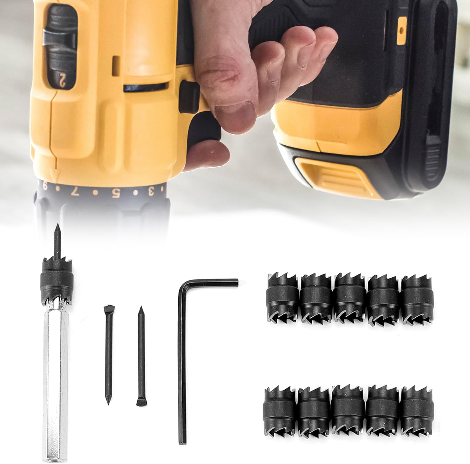 QWORK 13-Pack Spot Weld Cutter Set Double-Sided, 3/8" Diameter Sheet Metal Hole Cutter, Punch Remover Panel Separator for Power Drill Spot Welding