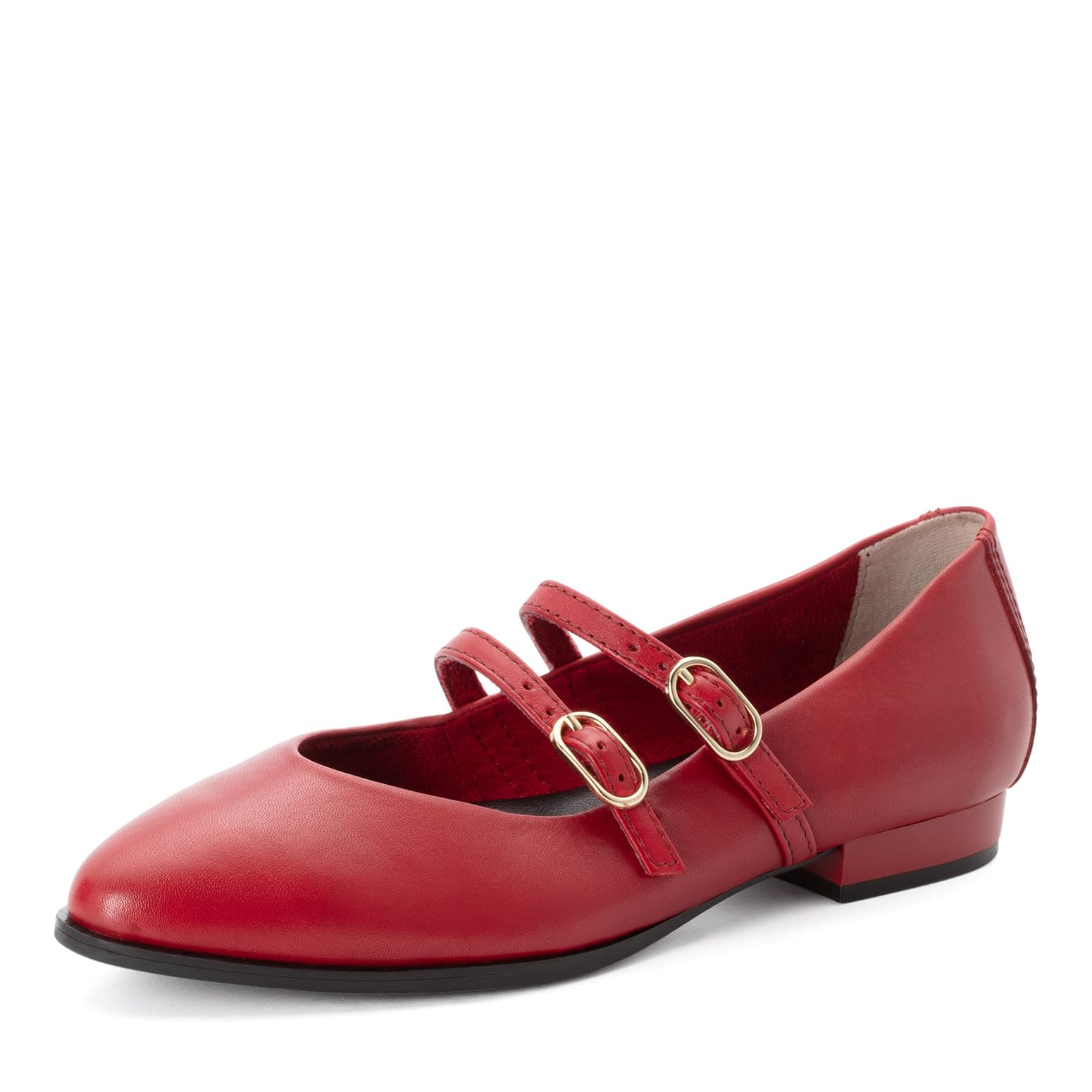 MARCO TOZZI Women Ballerinas Soft Feel Me Footbed Leather Soft Lining Pointed, red (RED), 4.5 UK