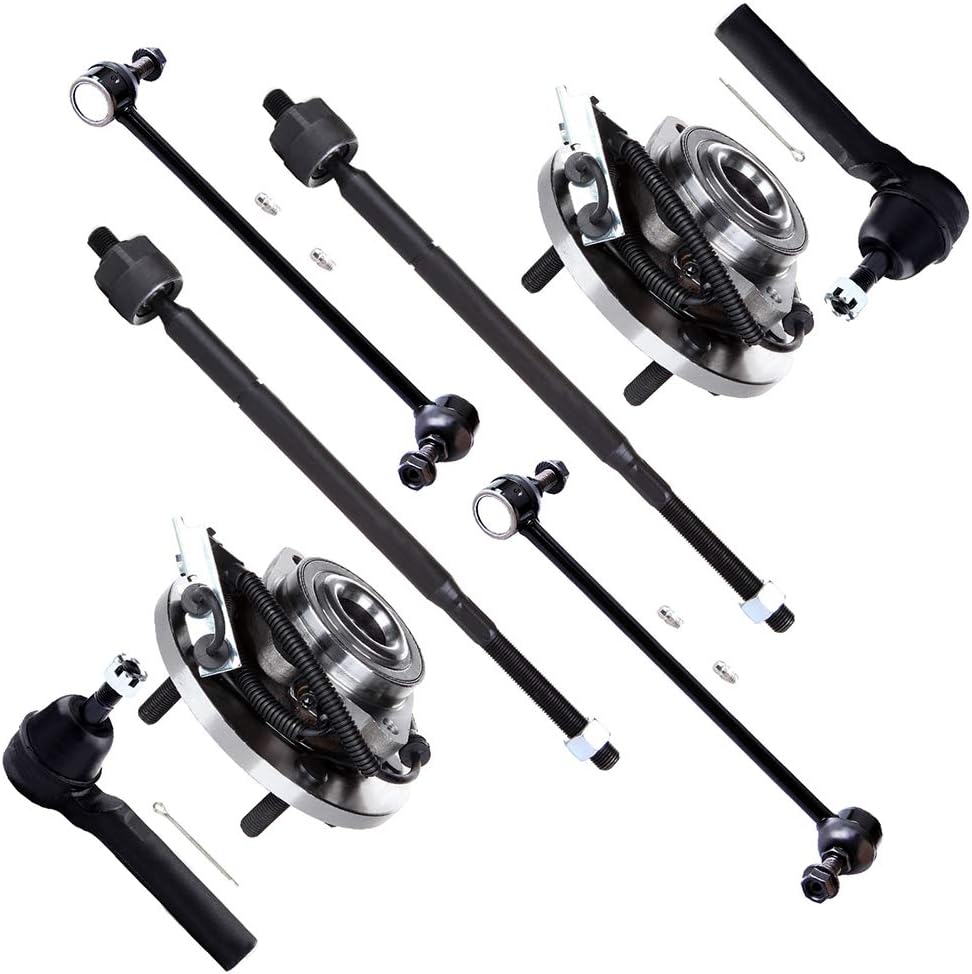 SCITOO 8pcs Wheel Hub Assembly Suspension Kit - Fit for Chrysler Town & Country for Dodge Grand Caravan Front Sway Bar Link Inner & Outer Tie Rod End Wheel Hub Bearing - 515136