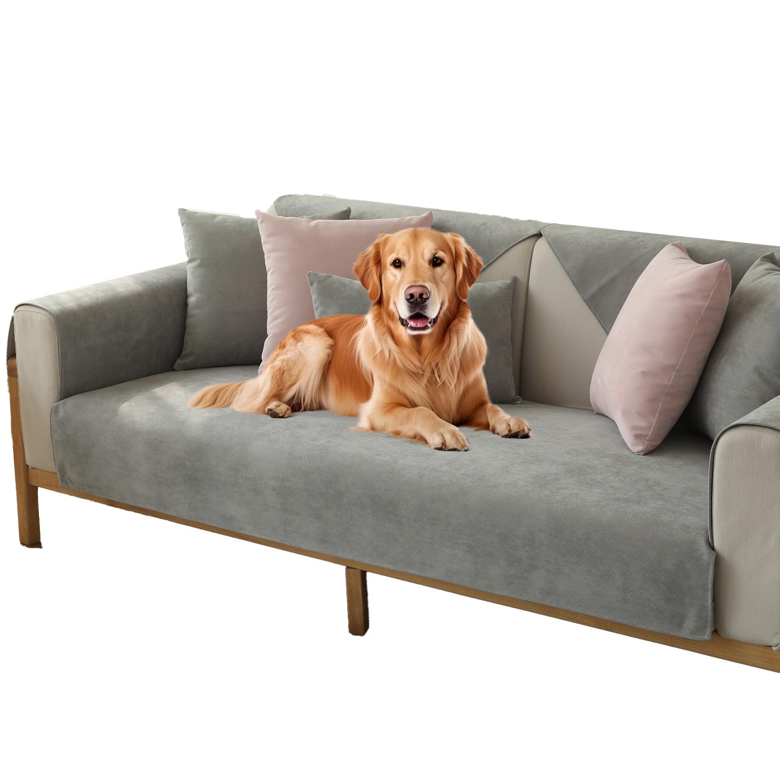 SHENGYIJING Sofa Cover - Super Soft Waterproof Chenille Slipcover, Universal Stretchable Anti-slip Sectional Couch Cover, Furniture Protector for Pet Owners（Elegant Grey，70 * 70）