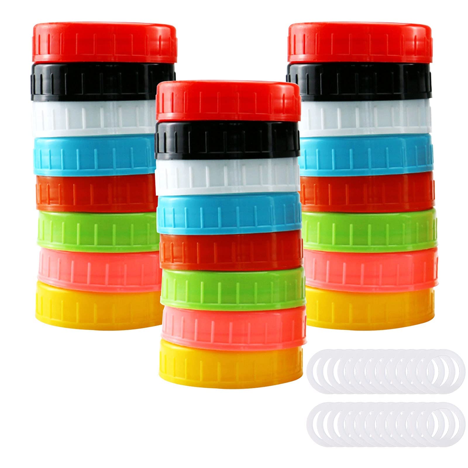 Lot De 8 Couvercles Pour Bocaux Mason CHEFBEE – Large Ouverture 86 Mm – Anti-fuite Avec Anneau Silicone – Multicolore
