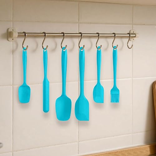 Juego de 6 espátulas de silicona resistentes al calor, utensilios para hornear con cepillo de pastelería, herramientas de cocina antiadherentes, kit