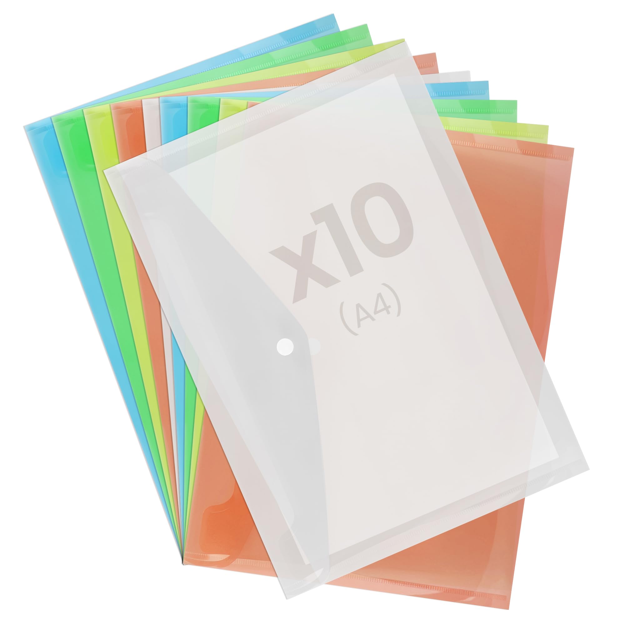 Trimming Shop A4 Plastic Document Wallets with Snap Closure, 10pcs