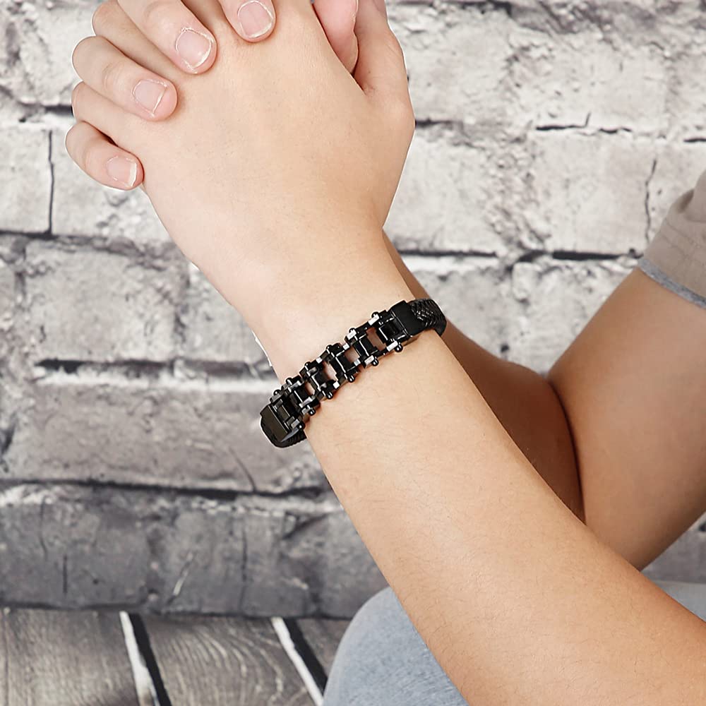 Armbänder Herren Armband Geschenk Armreif Männer Biker Motorrad Fahrrad Kette Armband Männer Geflochtenes Leder Manschette Armreif